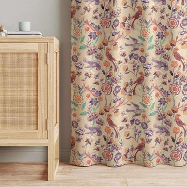 Cortina - Indian Pattern Birds with Flowers Beige