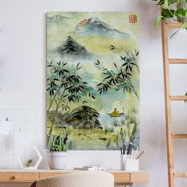 Cuadro acústico - Japanese Watercolour Drawing Bamboo Forest