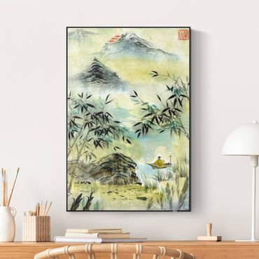 Cuadro acústico intercambiable - Japanese Watercolour Drawing Bamboo Forest
