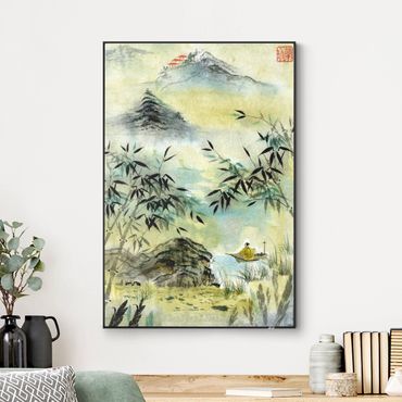 Cuadro intercambiable - Japanese Watercolour Drawing Bamboo Forest