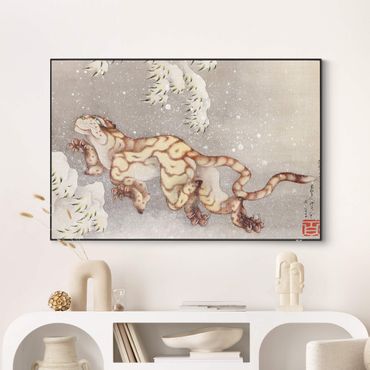 Cuadro intercambiable - Katsushika Hokusai - Tiger In Snowstorm