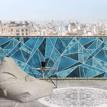 Pantalla de privacidad para balcón - Crystal Blue Geometry