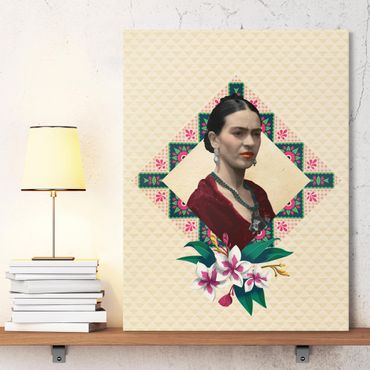 Leinwandbild - Frida Kahlo - Blumen und Geometrie - Hochformat 3:4