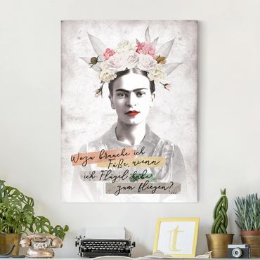 Leinwandbild - Frida Kahlo - Zitat - Hochformat 3:4
