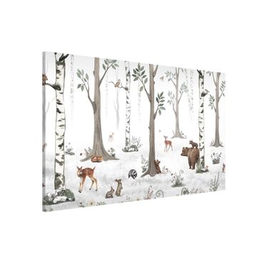 Tablero magnético - Silent white forest with animals