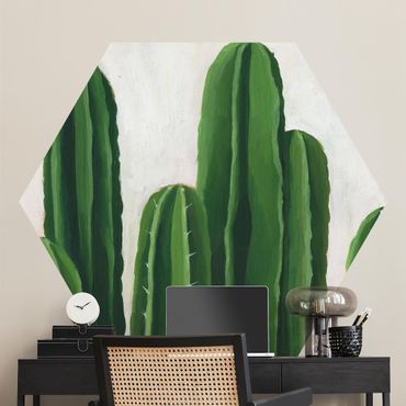 Hexagon Mustertapete selbstklebend - Lieblingspflanzen - Kaktus