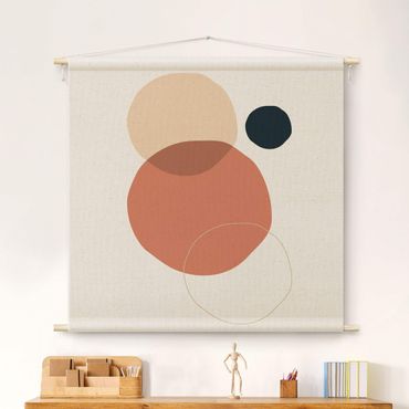 Wandteppich - Line Art Kreise Pastell - Quadrat 1:1