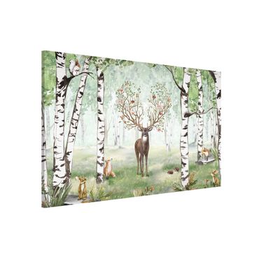 Tablero magnético - Majestic deer in the birch forest