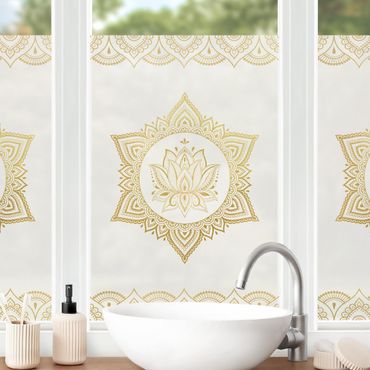 Vinilo para cristales - Mandala Lotus Illustration Ornament White Gold