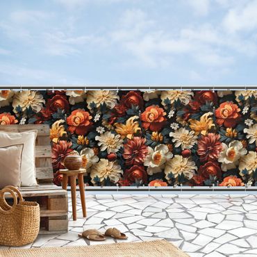 Pantalla de privacidad para balcón - Opulent flower pattern