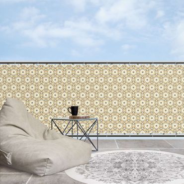 Pantalla de privacidad para balcón - Oriental Patterns With Yellow Stars