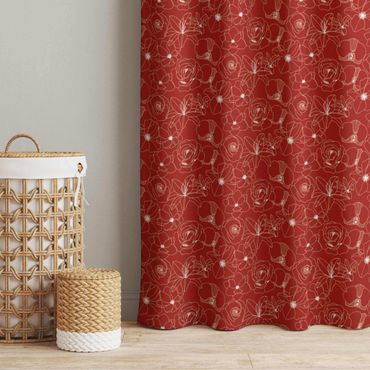 Cortina - Outline Flower Pattern - Red