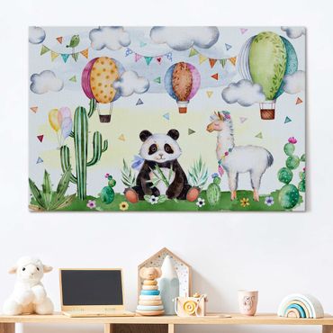 Cuadro acústico - Panda And Lama Watercolour