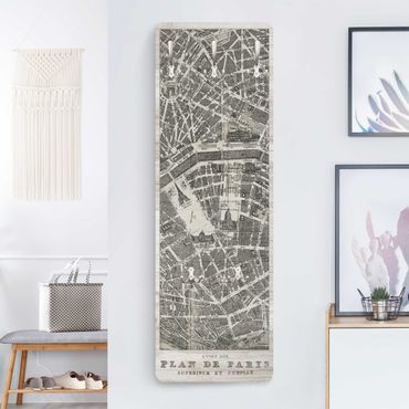 Perchero de pared panel de madera - Map of Paris