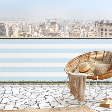 Pantalla de privacidad para balcón - Horizontal Stripes in Sky Blue