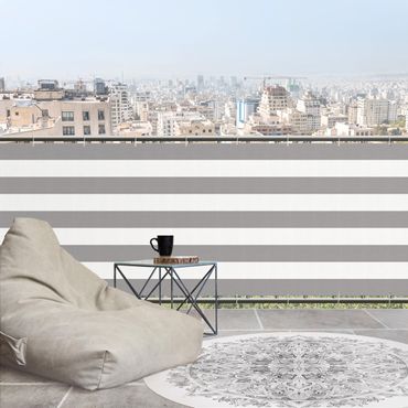 Pantalla de privacidad para balcón - Horizontal Stripes in Medium Grey