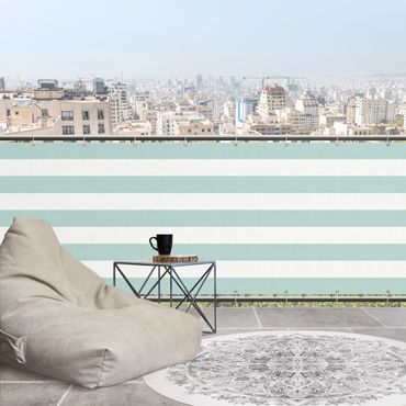 Pantalla de privacidad para balcón - Horizontal Stripes in Pastel Mint