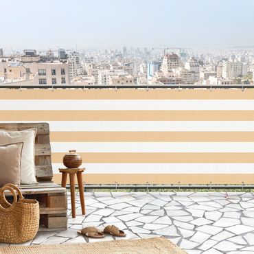 Pantalla de privacidad para balcón - Horizontal Stripes in Pastel Orange