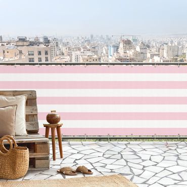 Pantalla de privacidad para balcón - Horizontal Stripes in Rosé