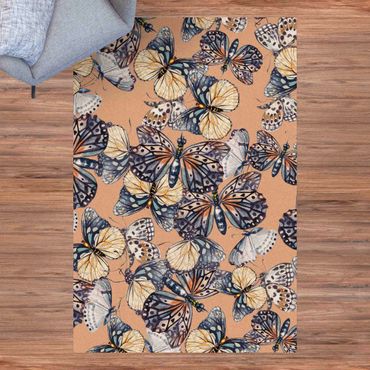 Kork-Teppich - Schwarm von Schmetterlingen Nachtfalter - Hochformat 2:3