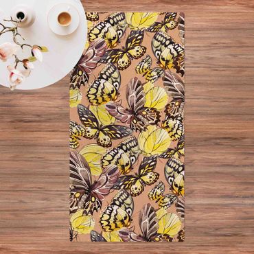 Kork-Teppich - Schwarm von Schmetterlingen Zitronenfalter - Hochformat 1:2