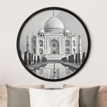 Rundes Gerahmtes Bild - Taj Mahal mit Garten