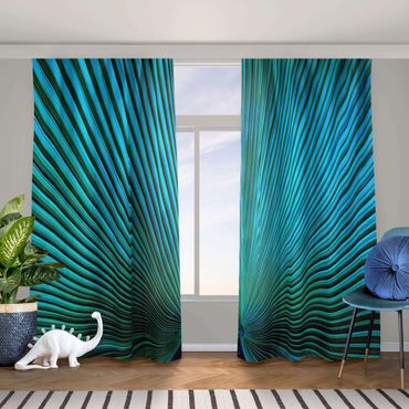 Cortina - Tropical Plants Palm Leaf In Turquoise ll