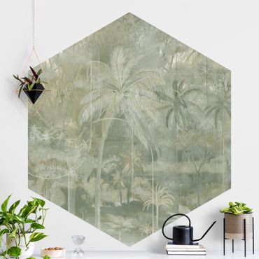 Papel pintado hexagonal - Vintage Palm Trees with Texture
