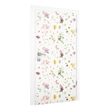 Papel pintado para puertas - Wildflowers Watercolour Pattern