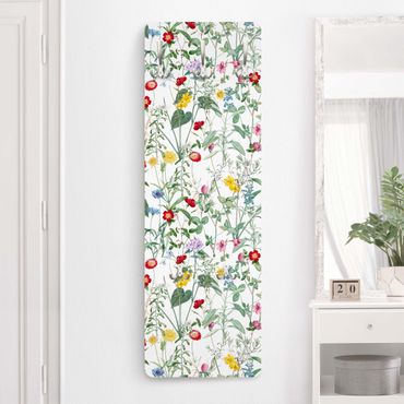 Perchero de pared panel de madera - Wildflowers On White