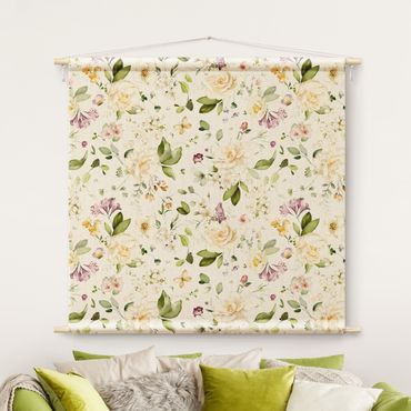 Tapiz - Wildflowers and White Roses Watercolour Pattern