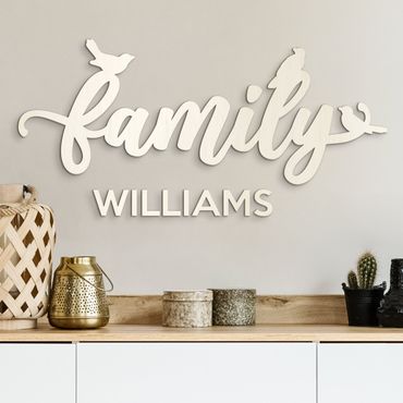 Letrero de madera en 3D para decoración de pared - Custom Text Family with Sparrows