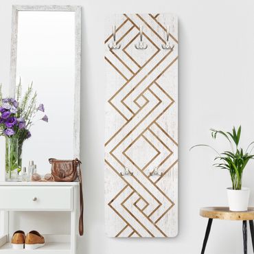 Perchero de pared panel de madera - Zigzag Pattern on Wood