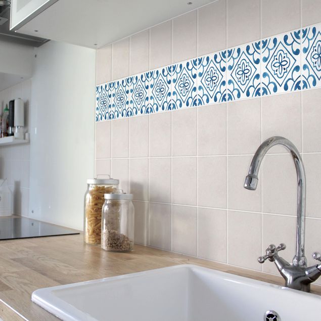 vinilos para cubrir azulejos baño Pattern Blue White Series No.2