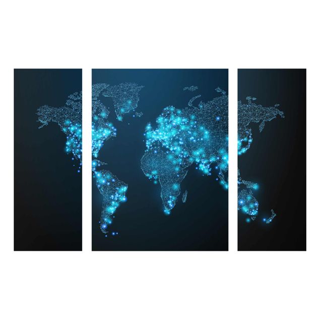 Cuadros de cristal mapamundi Connected World World Map