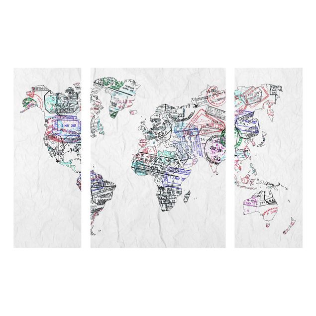 Cuadros de cristal mapamundi Passport Stamp World Map