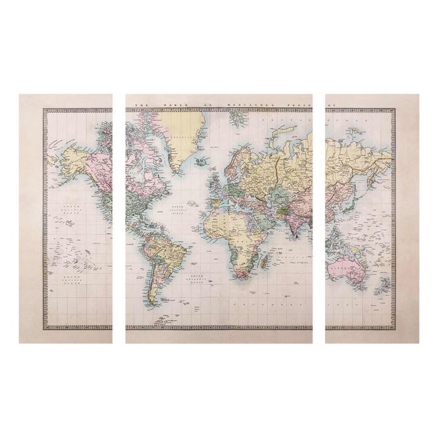 Cuadros de cristal mapamundi Vintage World Map Around 1850