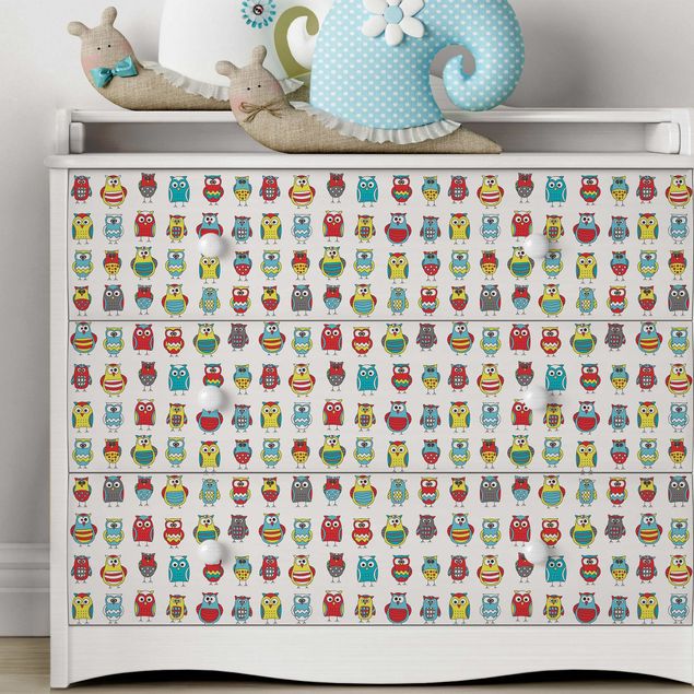Papel adhesivo para muebles patrones Kids Pattern With Various Owls