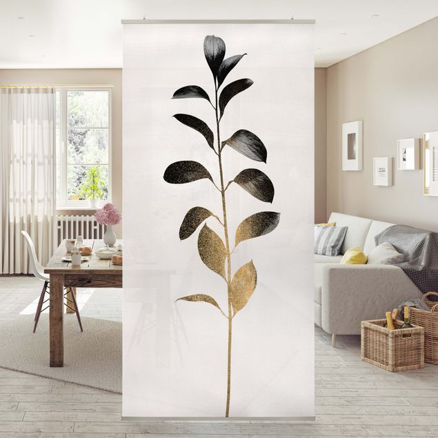 Cuadros de Kubistika Graphical Plant World - Gold And Grey