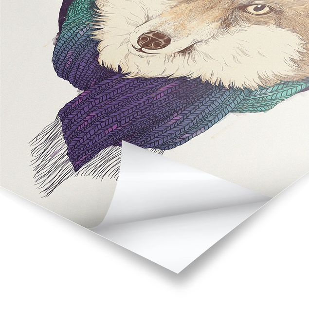 Cuadros decorativos Illustration Fox Moon Purple Turquoise