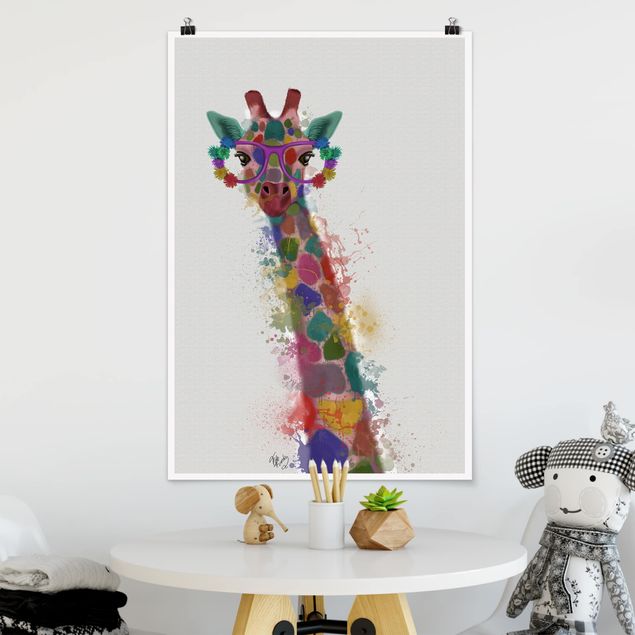 Decoración infantil pared Rainbow Splash Giraffe