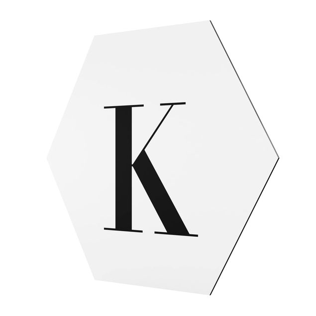 Cuadros hexagonales Letter Serif White K
