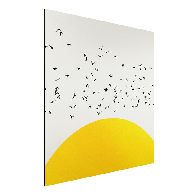 Decoración de cocinas Flock Of Birds In Front Of Yellow Sun
