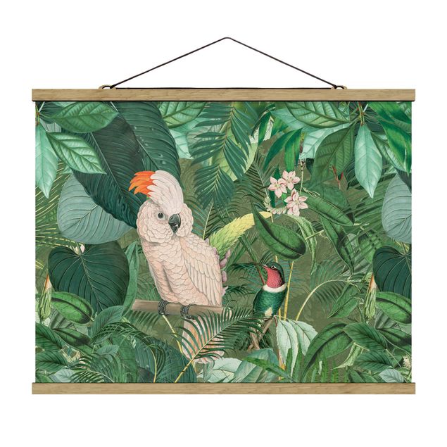 Láminas de cuadros famosos Vintage Collage - Kakadu And Hummingbird