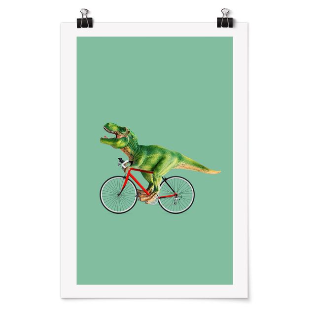 Láminas animales Dinosaur With Bicycle