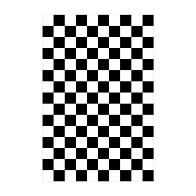 Alfombra blanco y negro Geometrical Pattern Chessboard Black And White