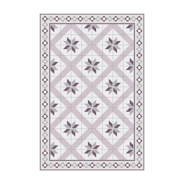 Alfombras de flores Geometrical Tiles Rhombal Flower Lilac With Border