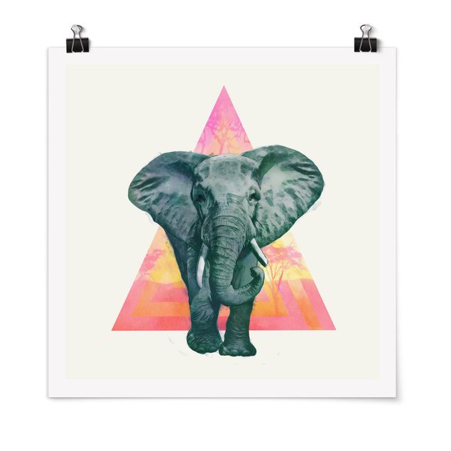 Póster animales Illustration Elephant Front Triangle Painting