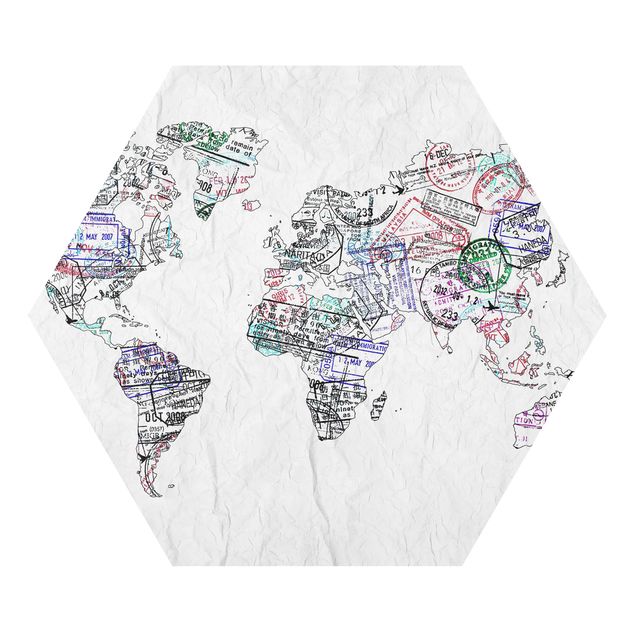 Cuadros modernos Passport Stamp World Map