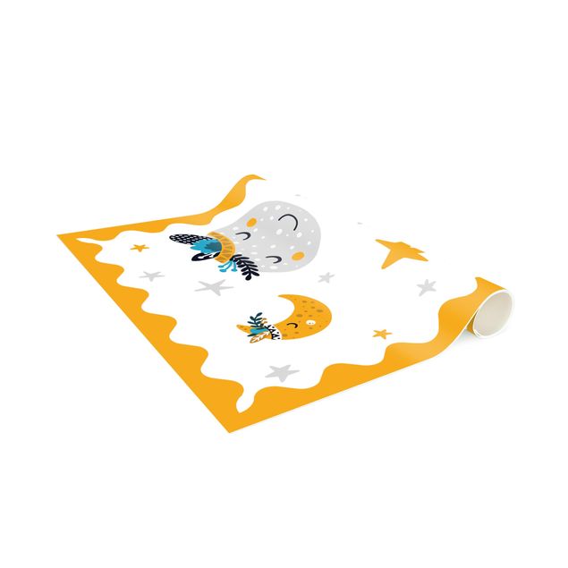 Alfombras modernas Sleaping Friends Moon And Stars With Frame